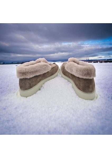 Aayak&kabimofficial Hakiki Deri Içi Hakiki Kürk Bej Kadın Günlük Bot fiyatları