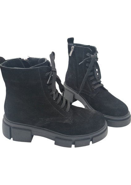 Aayak&kabimofficial Gerçek Deri Siyah Süet Bağcıklı ve Fermuarlı Kadın Bot modelleri