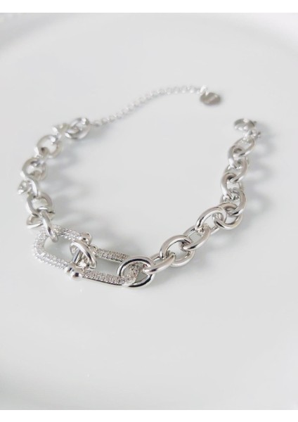 Çelik Zirkon Taşlı Silver Renkli Bileklik fiyatları