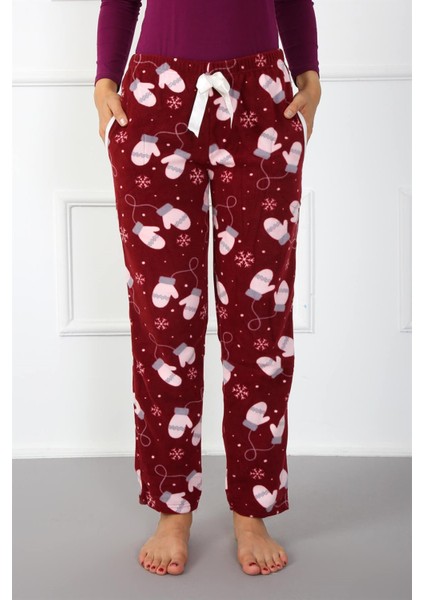 Bayan Welsoft Polar Tek Alt Pijama 210052 Bordo