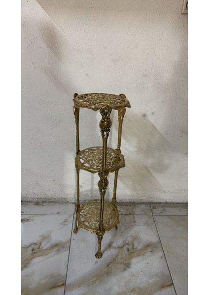 3 Katlı İnce Uzun Pirinç Sehpa 20*70cm