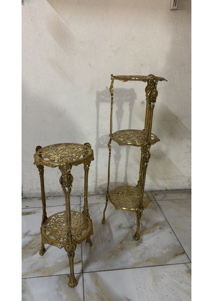 3 Katlı İnce Uzun Pirinç Sehpa 20*70cm fiyatları