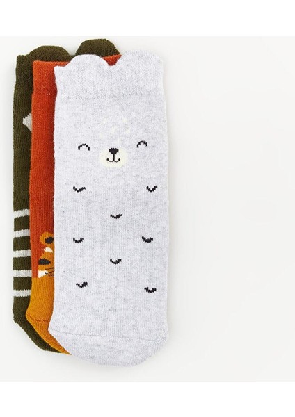 Baby Baskılı Erkek Bebek Soket Çorap 3'lü