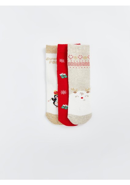 Baby Baskılı Kız Bebek Soket Çorap 3'lü