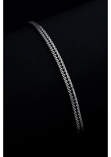 3.5mm Tilki Kuyruğu Yassı Model 925 Ayar Gümüş Bileklik Sevgiliye - Eşe - Babaya Hediye Künye modelleri