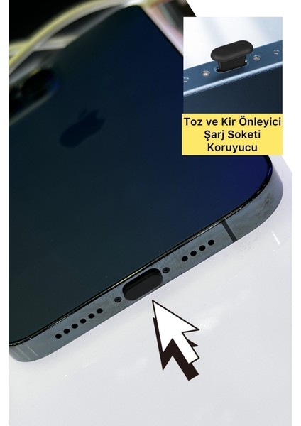 Tüm Type-C Telefonlara Uyumlu Toz ve Kir Önleyici Şarj Soketi Koruyucu Tıpa Slikon 2 Adet Siyah
