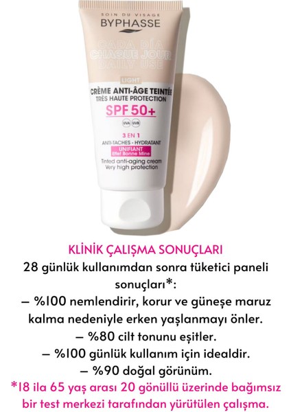 Anti-Aging Renkli Sıvı Güneş Kremi Light Renk- Yeni Nesil Güneş Filtreli Hibrit Formül 50ML