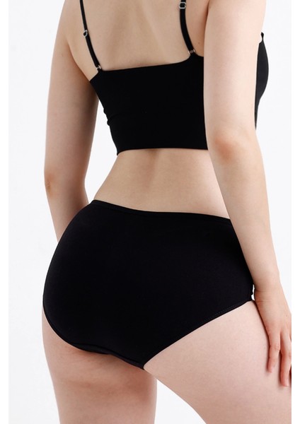 Yüksek Bel Pamuklu 7'li Paket Bato Külot Siyah modelleri