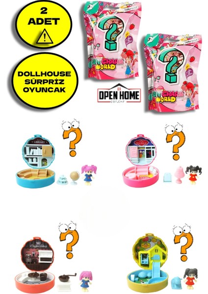 2 Adet Taşınabilir Dollhouse Sürpriz Paket