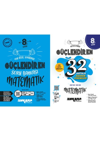 8. Sınıf Matematik Güçlendiren Soru Bankası + 32 Haftalık Matematik Kazanım Denemeleri