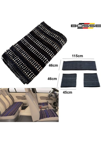 Oto Koltuk Minderi Terletmez Kilim Minder Ön Arka Set Siyah Desenli Md7 Lüks Kalın