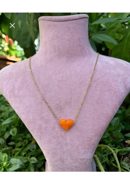 Murano Kalp Çelik Gold Şık Zarif Trend Çelik Kolye