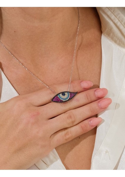 14 K White Gold Kaplama 925 Ayar Gümüş Koruyucu Nazar Göz Kolye indirimleri