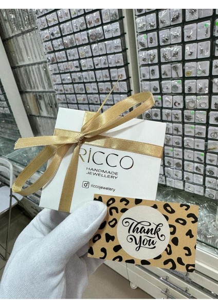 Ricco Jewellery 925 Ayar Gümüş  Doğal Firuze Taşlı Kolye