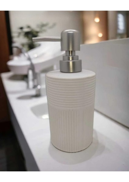 Lüks Porselen Gri Siyah Beyaz Iskandinav Banyo Mutfak Sıvı Sabunluk Bulaşık Deterjanlık Gümüş Renk Kapak
