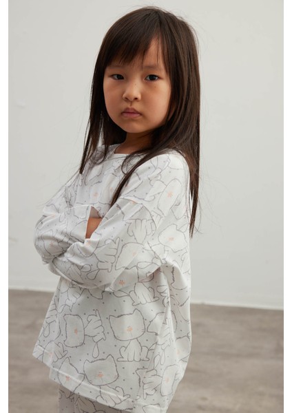 Kız Çocuk Pamuklu Uzun Kollu Pijama Takımı fırsatları