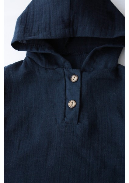 Pio Kids %100 Pamuk Keten Müslin Katlanabilir Kollu Kapüşonlu Jogger Alt 6-24 Ay Erkek Bebek Çocuk Takım fiyatları