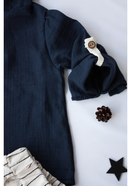 Pio Kids %100 Pamuk Keten Müslin Katlanabilir Kollu Kapüşonlu Jogger Alt 6-24 Ay Erkek Bebek Çocuk Takım modelleri