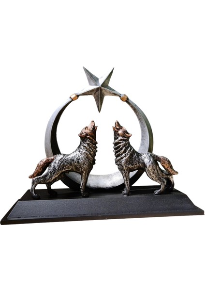 Ayyıldız Uluyan Kurtlar Figürü Biblo