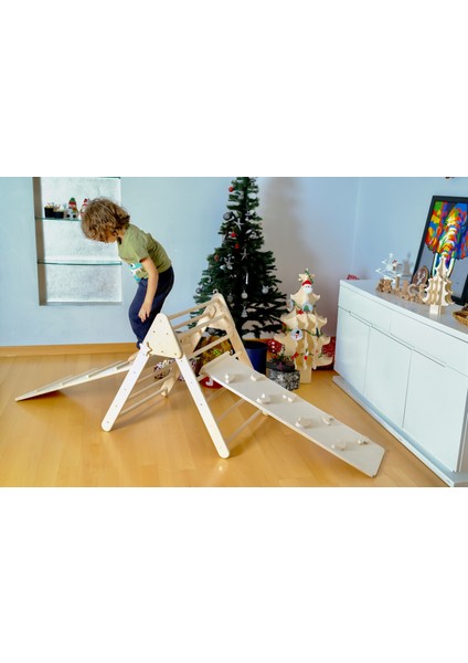 Montessori Tırmanma Seti| Montessori Orta Üçgen - Kemer - Rampa - Yastık Ahşap Set | Tırmanma Seti modelleri