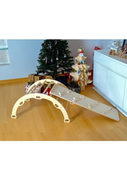 Montessori Tırmanma Seti| Montessori Orta Üçgen - Kemer - Rampa - Yastık Ahşap Set | Tırmanma Seti indirimleri