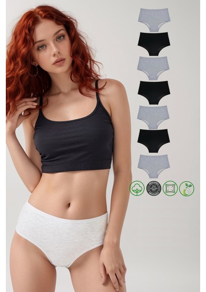 Karma 7'li Paket Pamuklu Yüksek Bel Bato Külot