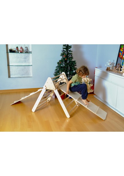 Montessori Tırmanma Seti| Montessori Orta Üçgen - Kemer - Rampa - Yastık Ahşap Set | Tırmanma Seti modelleri