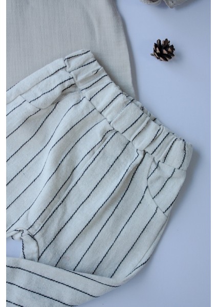 Pio Kids %100 Pamuk Keten Müslin Katlanabilir Kollu Kapüşonlu Jogger Alt 6-24 Ay Erkek Bebek Çocuk Takım indirimleri
