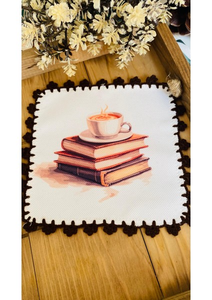 2 Adet Dekoratif Kahve ve Kitap Desenli Kokteyl Kahve Yanı Sunum Peçetesi fiyatları