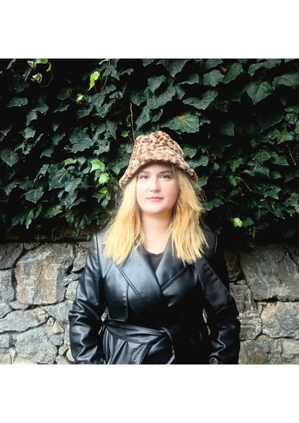 Kadın Leopar Bucket Şapka