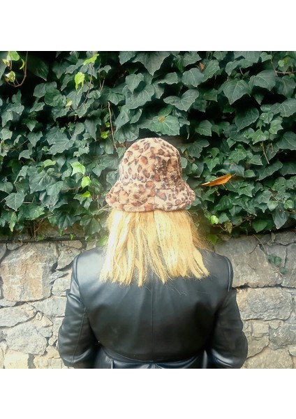 Kadın Leopar Bucket Şapka