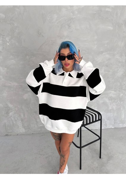 Üç Iplik Parçalı Yakalı Sweatshirt - Siyah modelleri