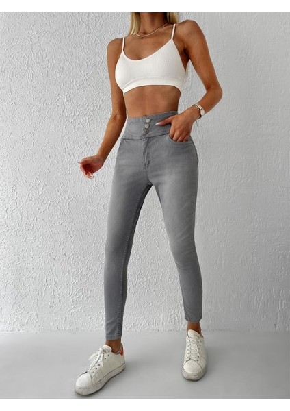 Yüksek Bel Likralı Jean Pantolon 90 cm indirimleri
