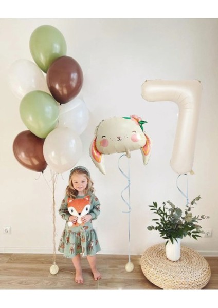 Süslü Tavşan Folyo Balon Zincir Seti Doğum Günü Retro Balon Seti