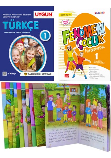 1.sınıf Türkçe + Matematik Etkinlik Kitabı + Denizin Maceraları Öykü Serisi 10 Kitap Düzyazılı