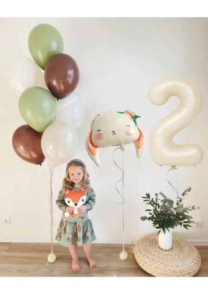 Süslü Tavşan Folyo Balon Zincir Seti Doğum Günü Retro Balon Seti