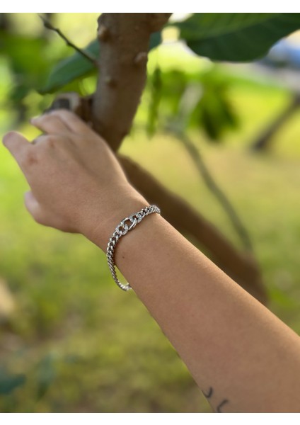 Çelik Silver Zirkon Taşlı Gourmet Bileklik fiyatları