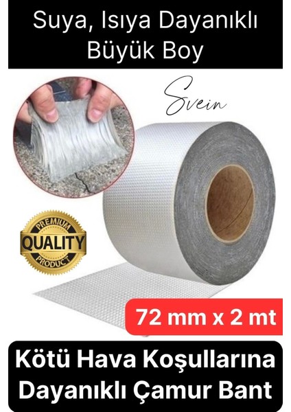 72 mm x 2 mt Su Geçirmez Sızdırmaz Çatı Boru Dayanıklı Çamur Sakız Bant Alüminyum Tamir Bandı