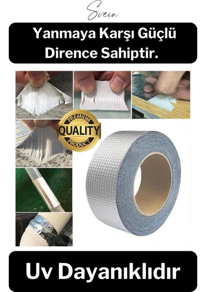 72 mm x 2 mt Su Geçirmez Sızdırmaz Çatı Boru Dayanıklı Çamur Sakız Bant Alüminyum Tamir Bandı