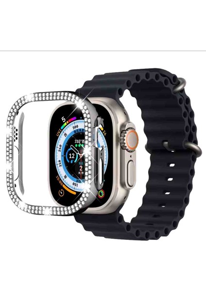 Apple Watch 49 mm Uyumlu Ultra / Ultra 2 Zarif Elmas Taşlı Önü Açık Koruma Kılıf fiyatları