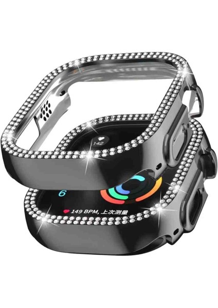 Apple Watch 49 mm Uyumlu Ultra / Ultra 2 Zarif Elmas Taşlı Önü Açık Koruma Kılıf