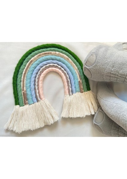 Gökkuşağı Makrome Duvar Süsü Doğum Günü Hediye Çocuk Bebek Renkli