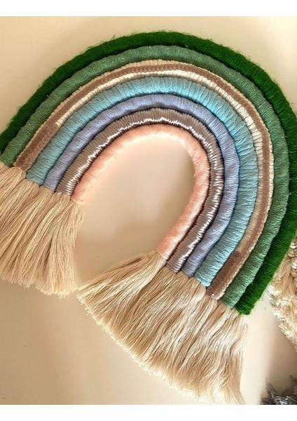 Gökkuşağı Makrome Duvar Süsü Doğum Günü Hediye Çocuk Bebek Renkli fırsatları