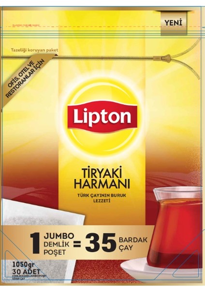 Lipton Demlik Poşet Çay 30 Lu Tiryaki Jumbo 35gr 801029-4 Adet