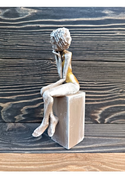 Melankolik Kadın Heykel Biblo Masa Üstü Vitrin Dekor fırsatları