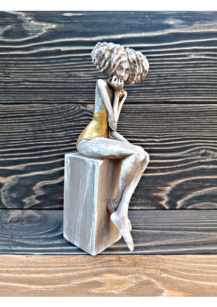 Melankolik Kadın Heykel Biblo Masa Üstü Vitrin Dekor indirimleri