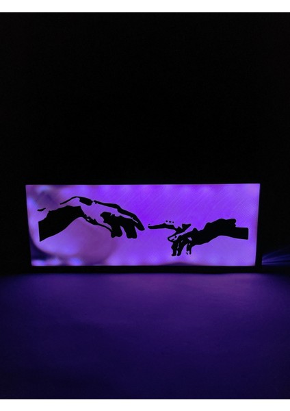 Tanrının Eli - Rgb Led Işıklı 3 Boyutlu Tabela - 20cm X 8cm X 2cm (Bluetooth Kontrollü)