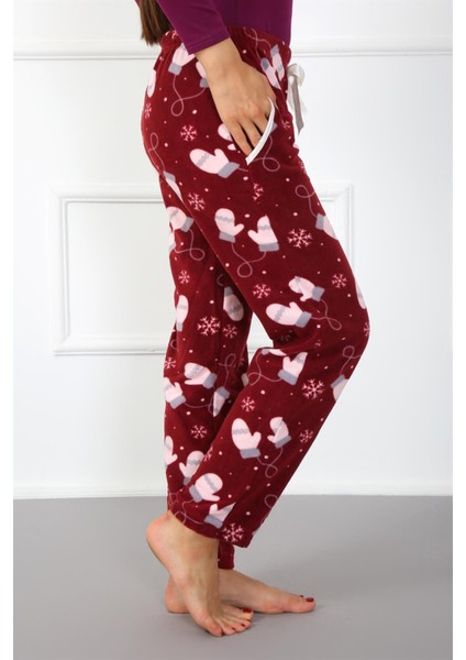 Bayan Welsoft Polar Tek Alt Pijama 210052 Bordo