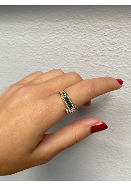 Özel Seri Taşlı Tasarım Deborah Gold Ayarlanabilir Yüzük