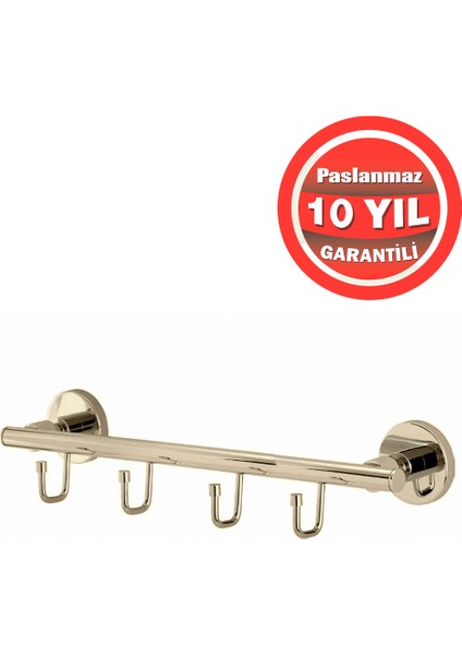 Paslanmaz Pirinç Flora 4'lü Set Askılık Altın Gold
